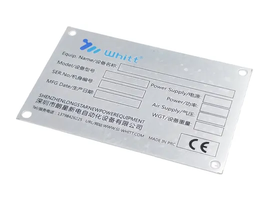 Custom Printing Aluminum Logo Plate for Machinery Equipment Identification Label 